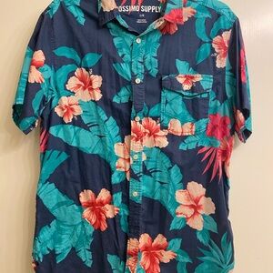 Mossimo Supply Co. Casual Button Down Shirt Blue and Red Floral